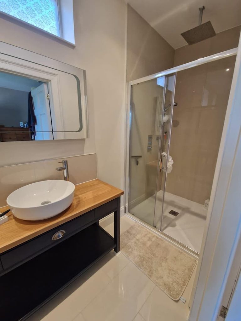 Modern bathroom with walk in shower